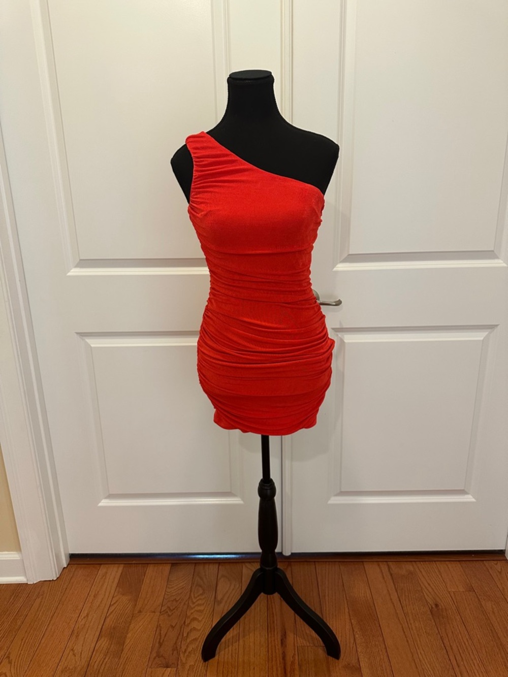 Hello Molly Scarlet One-Shoulder Ruched Mini Dress